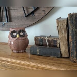 Ceramic Glazed Owl Figurine Art Pottery Home Decor Brown Tones 5" x 4"